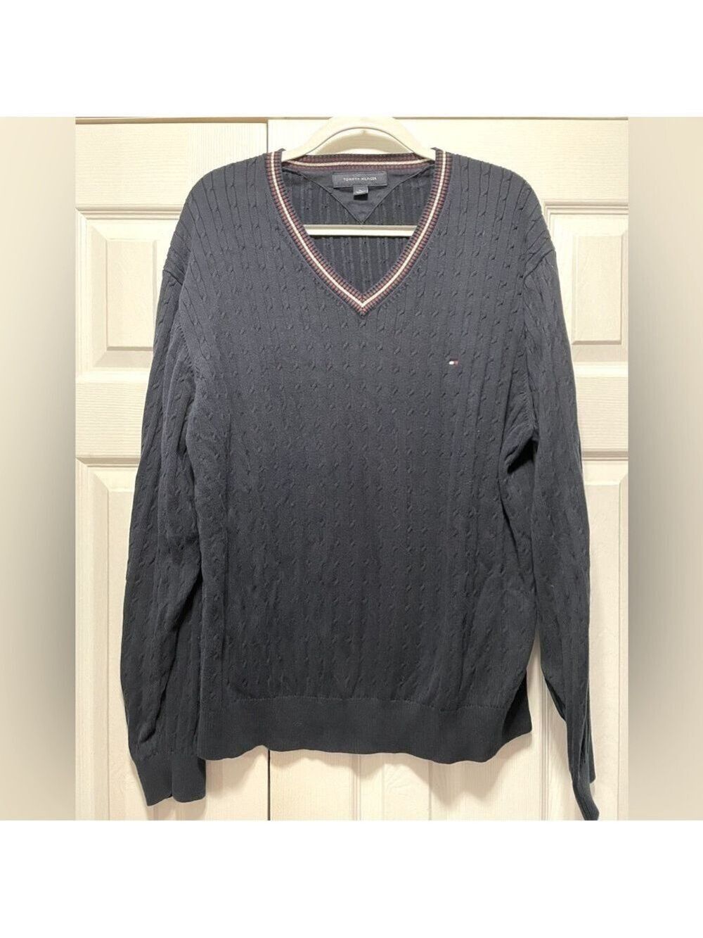 Tommy Hilfiger men’s cable knit cotton sweater long sleeve size XL